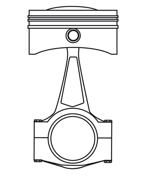 Линейный Рисунок Поршня Бензинового Дизельного Двигателя Конвейером Месте Изолированном Белом — стоковый вектор
