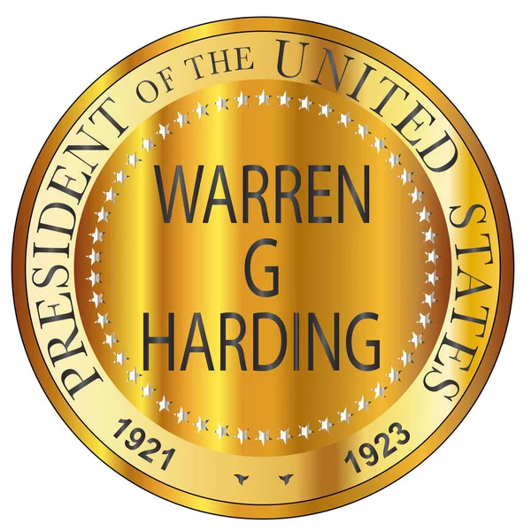 Warren Harding Prezydent Stanów Zjednoczonych Ameryki Okrągły Znaczek — Wektor stockowy