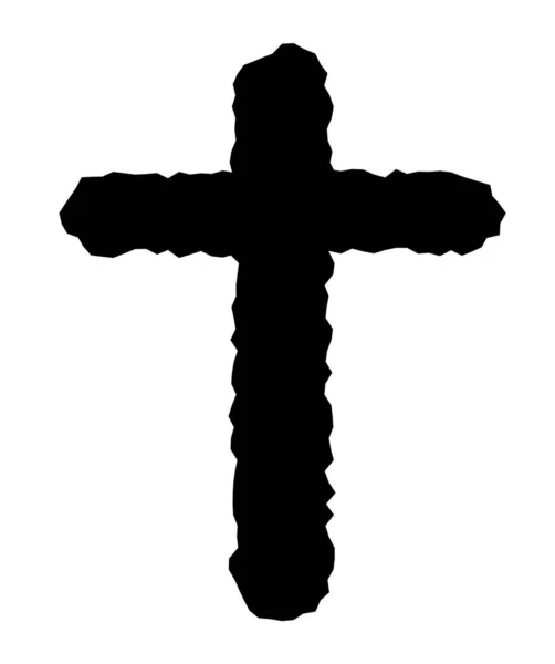 Vieille Croix Robuste Isolement Noir Sur Blanc — Image vectorielle
