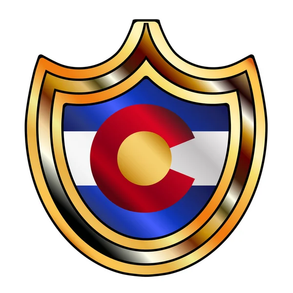 Typisch Metalen Schild Met Colorado State Vlag Een Witte Achtergrond — Stockvector