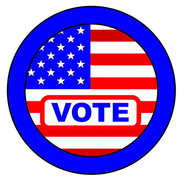 美国的一个选举按钮 在白色背景的黑色圆形边界内 有星条旗 — 图库矢量图片