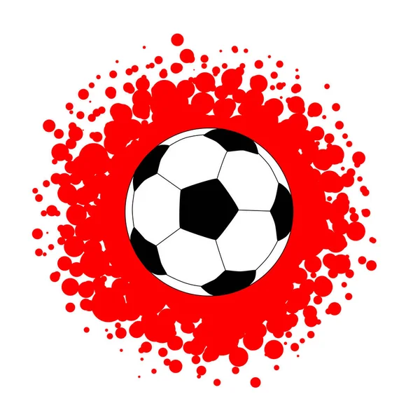 足球一种典型的足球 有红色斑点的飞溅 隔离在白色的背景上 — 图库矢量图片