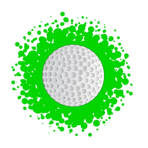 Golfboll Som Grön Stänk Bakgrund Och Isolerad Vit Bakgrund — Stock vektor