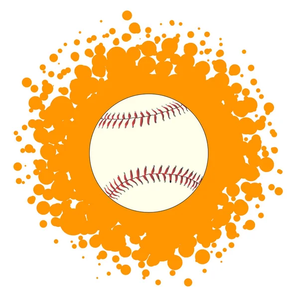 Una Nueva Pelota Béisbol Blanca Con Costuras Rojas Sobre Fondo — Vector de stock