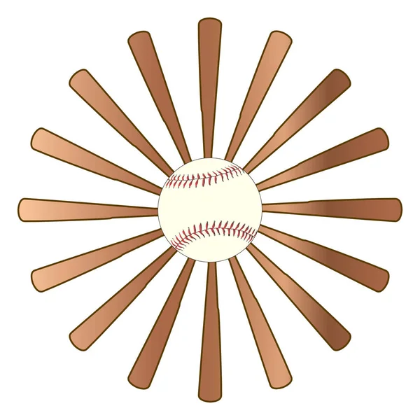 Ein Mandala Kreis Aus Baseball Und Schlägern Auf Weißem Hintergrund — Stockvektor