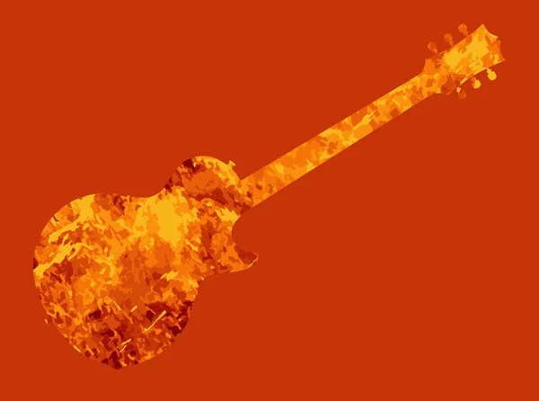Een Brandende Hete Rock Roll Gitaar Vlammen Geïsoleerd Een Rode — Stockvector