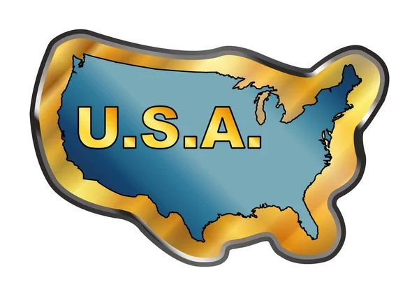 Peta Amerika Serikat Dalam Bentuk Lencana Pin Matal Enamel Siluet - Stok Vektor