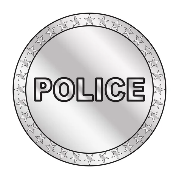白い背景に金属製の警察バッジのソルバー — ストックベクタ