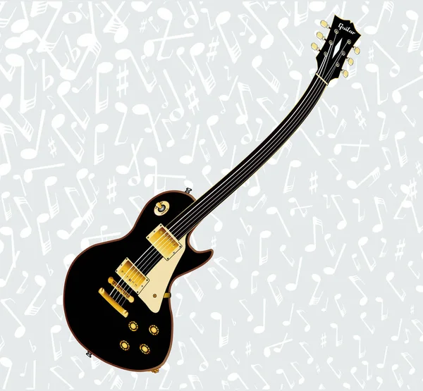 Типова Рок Гітара Деформована Абстрактно Фоном Музичних Нот — стоковий вектор