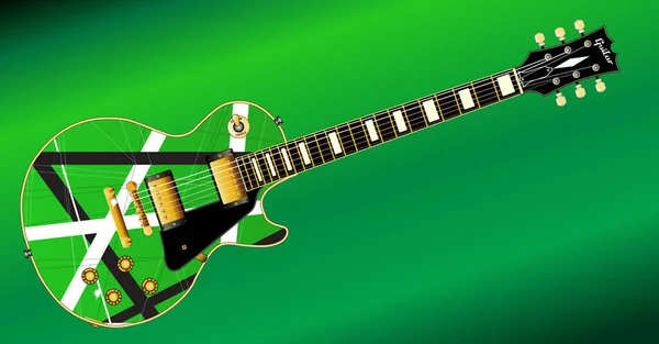ホワイトを基調としたクロスペイントが施された決定的なロック ロールギター — ストックベクタ