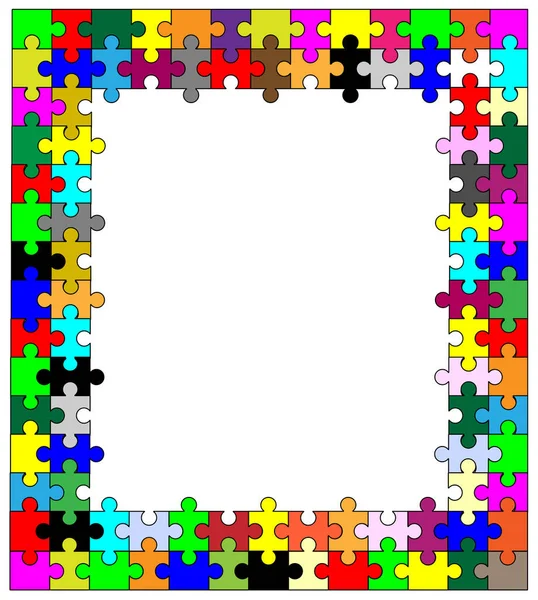 Bordo Del Puzzle Colori Isolato Bianco Con Spazio Copia — Vettoriale Stock