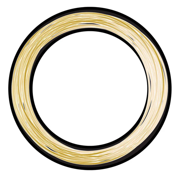 Ένα Περίγραμμα Του Κύκλου Από Χρυσό Νήμα Στυλ Ένα Μαύρο — Διανυσματικό Αρχείο