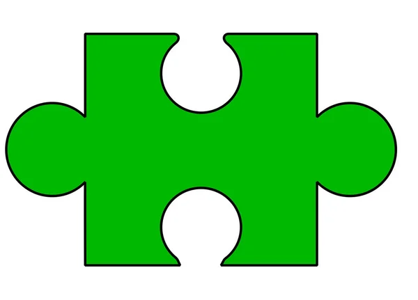 Green Coloured Jigsaw Piece White Background — Stock Vector