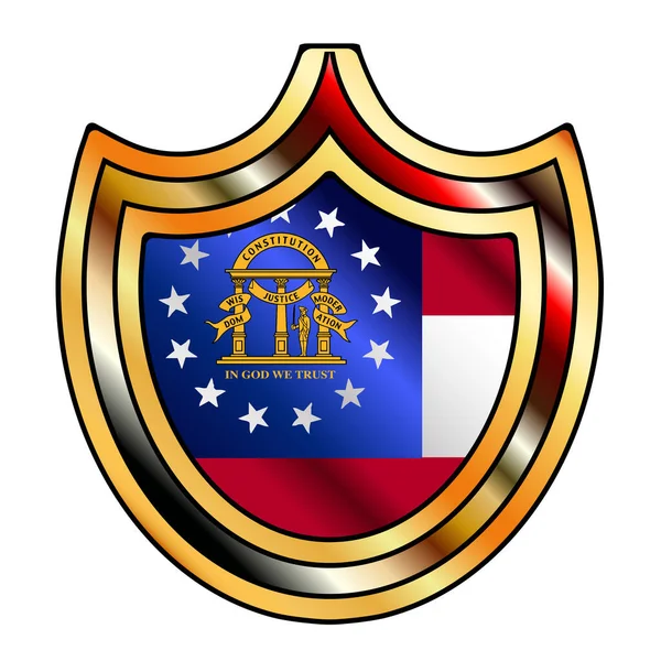 Escudo Metal Com Ícones Bandeira Georgia State Inseridos Fundo Branco — Vetor de Stock