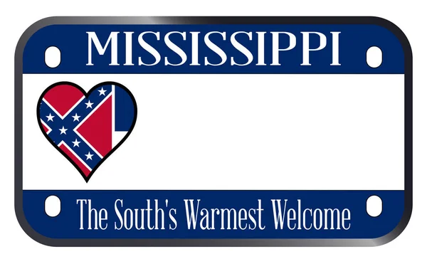 Mississippi State Usa Motorrad Kennzeichen Vor Weißem Hintergrund — Stockvektor