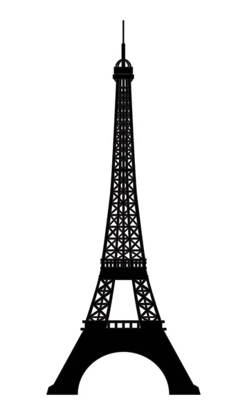 Černá Silueta Eiffelovy Věže Paříži Francie — Stockový vektor