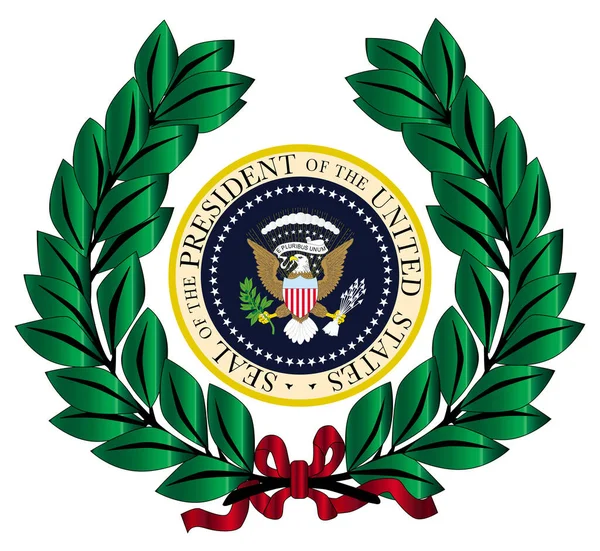Wreath Depiction Seal President United States America State Seal White — Stock Vector