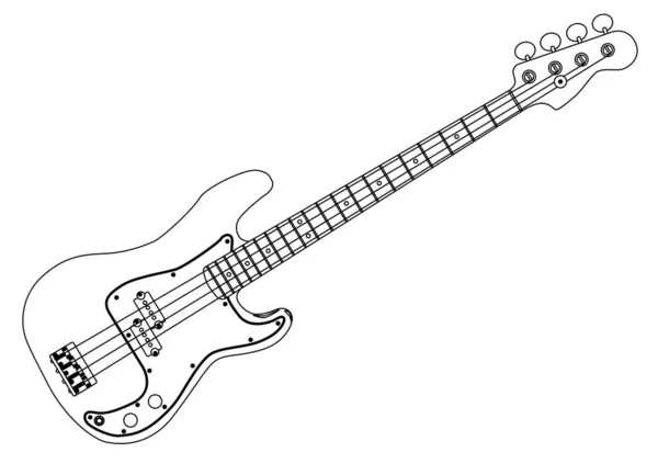 白を基調とした典型的なエレキベースギター — ストックベクタ