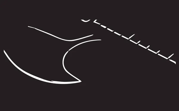 Черно Белый Линейный Абстрактный Рисунок Гитары — стоковый вектор