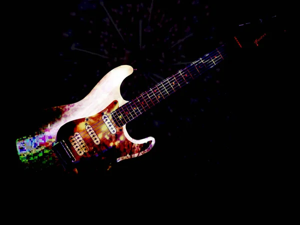 Typowy Nowoczesny Ciało Stałe Gitara Elektryczna Kolorowym — Zdjęcie stockowe