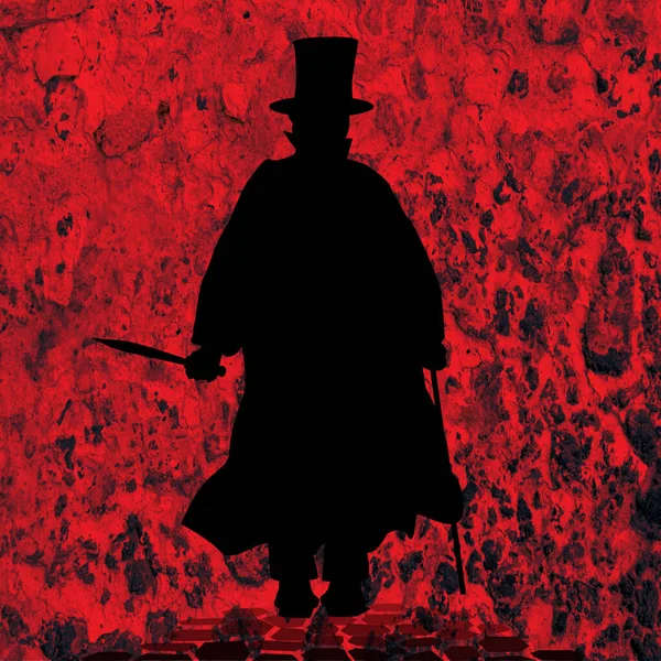 Jack Ripper Londons Kullerstensgator Med Mörkröd Grunge — Stockfoto