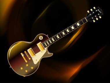 Kahverengi arkaplan üzerinde tanımlayıcı rock gitar seti