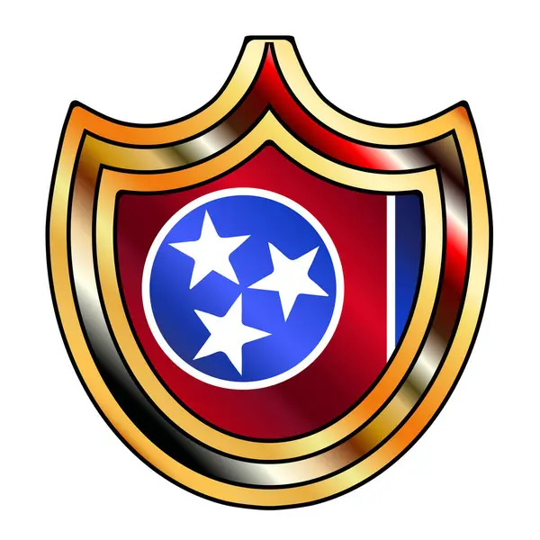 Metallskärm Med Infälld Tennessee State Flagga Ikoner Vit Bakgrund — Stock vektor