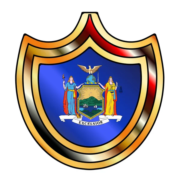 Metallschild Mit Eingesetzten Symbolen Der Flagge Des Staates New York — Stockvektor