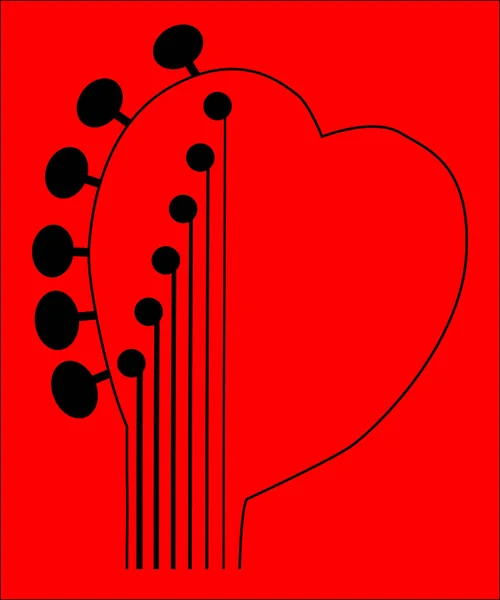 Desenhos Animados Vermelho Amor Coração Guitarra Headstock Spoof Fundo —  Vetores de Stock