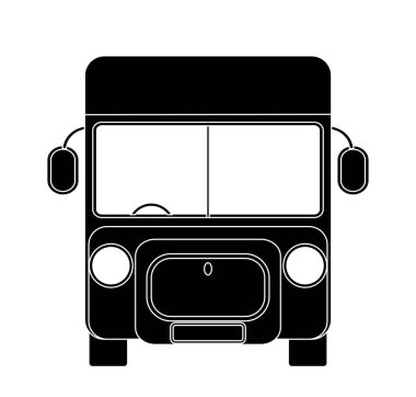 Beyaz arka planda siyah bir kamyonet.