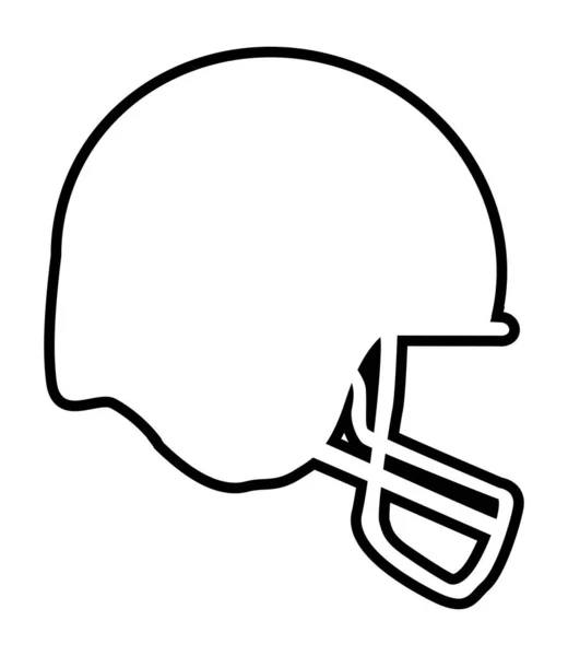 Silueta Obrys Americké Fotbalové Helmy Bílém Pozadí — Stockový vektor