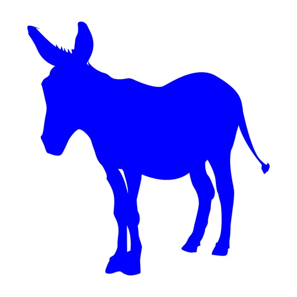 Blue Donkey Slilhouette White Democrat Political Party Mascot — Stock Vector