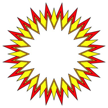 Kırmızı turuncu ve sarı bir yıldız beyaz bir arkaplan üzerinde mağaza azaltma veya terfi olarak patladı