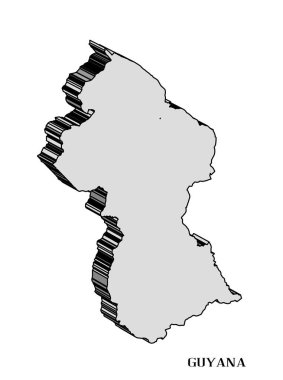 Güney Amerika ülkesi Guyana 'nın 3D siluet haritası