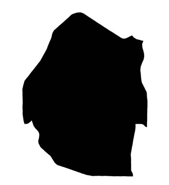 Güney Afrika ülkesi Eswatini 'nin siluet haritası beyaz bir arkaplan üzerinde izole edildi