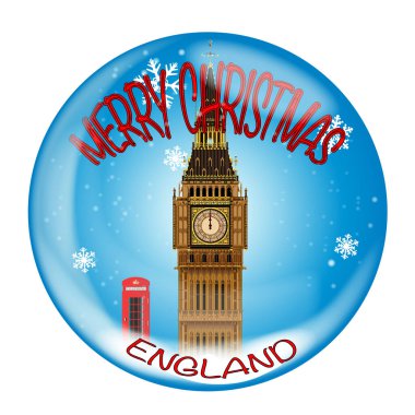 Londra resimleriyle soğuk bir kış kartanesi sahnesinde kristal bir küre.