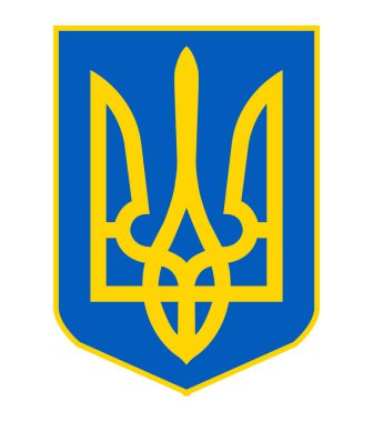 Mavi ve sarı renkli Ukrayna arması.