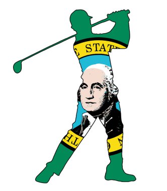 Washington Eyaleti 'nden bir golfçü silueti salıncakta sallanıyor.