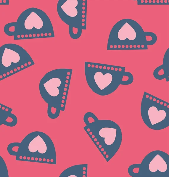 Valentines Cup Print Seamless Repeat Pattern vector file with pink background