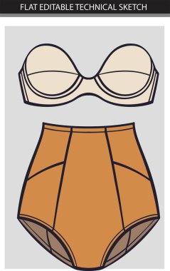Bej renkli kadın iç çamaşırlarının vektör çizimi