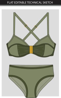 Kadın iç çamaşırı. Bir dizi kadın iç çamaşırının vektör çizimi.