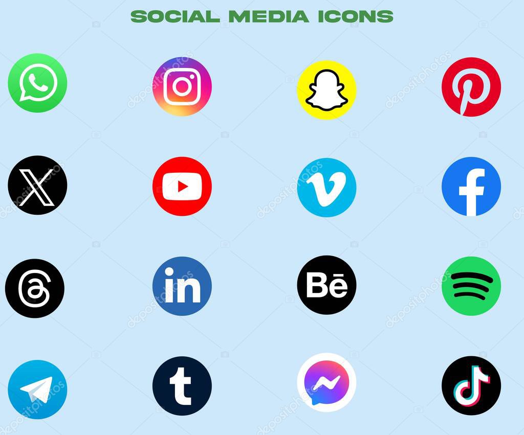 2024 Social media icons for web and user interface design.