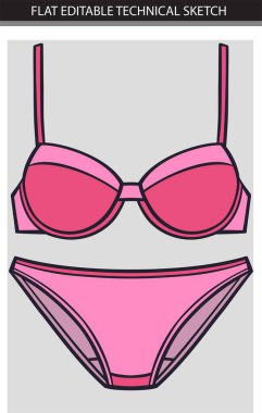 Pembe gözlükler iç çamaşırı seti. Kadın iç çamaşırı. İç çamaşırlarının vektör illüstrasyonu.
