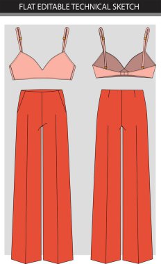 Kadınlar sütyen üstü düz çizim ile nefes nefese kalıyorlar teknik çizim şablonu