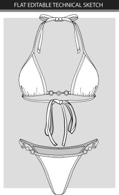 Halter Bikini Mayo Teknik Çizim