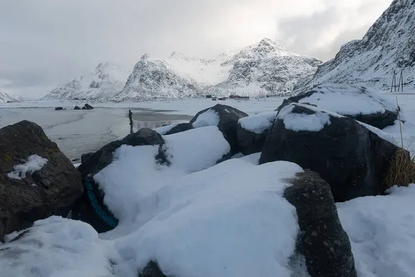 stock image The magic scenic view of Lofoten in the winter. Travel and visit Norway