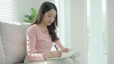 inspiration, writer, writing ,creative ,recreation for imagine, Beautiful Asia attractive young woman writing ideas on notebook, to do list, good thinking work, journalist, Stylish, Dream image, relax