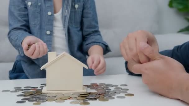 Money Children Putting Coin Piggy Bank Saving Wealth Finance Insurance — Video