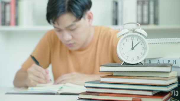 Asian Student Man Have Anxiety Because Exams Male Prepare Test — 비디오