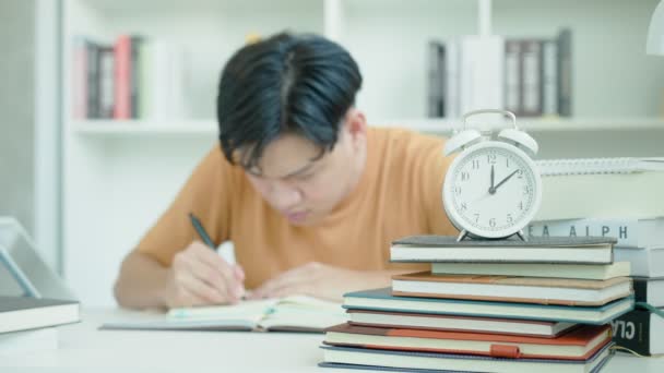 Asian Student Man Have Anxiety Because Exams Male Prepare Test — Vídeos de Stock